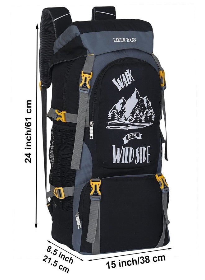 Liker Bag Rucksack Hiking Daypack, Wild Life, for Women, Men, Girls, Camping, Travelling, Black (Grey) - Image 5